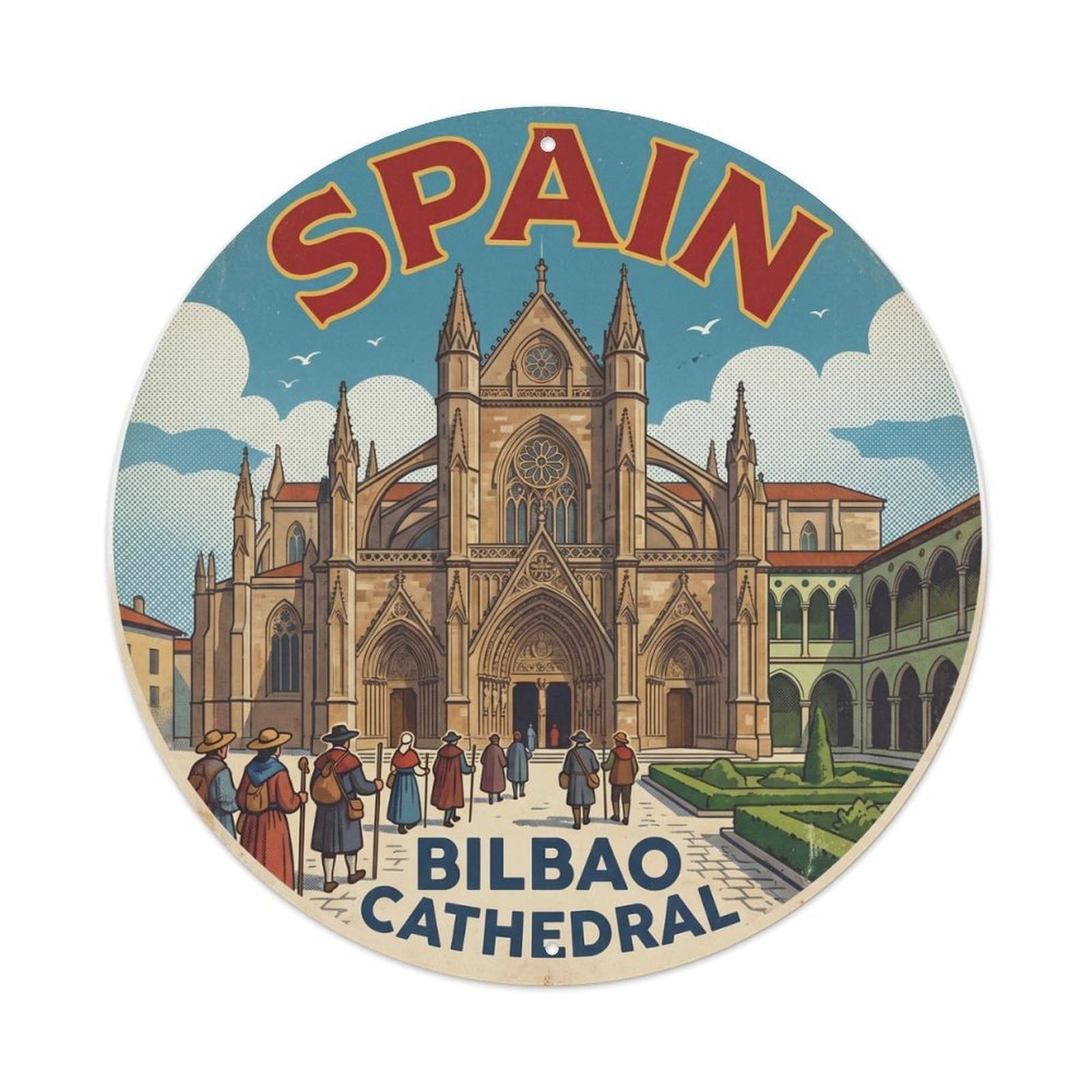 Bilbao Cathedral Spain Cultural Travel Destination Metal Tin Sign