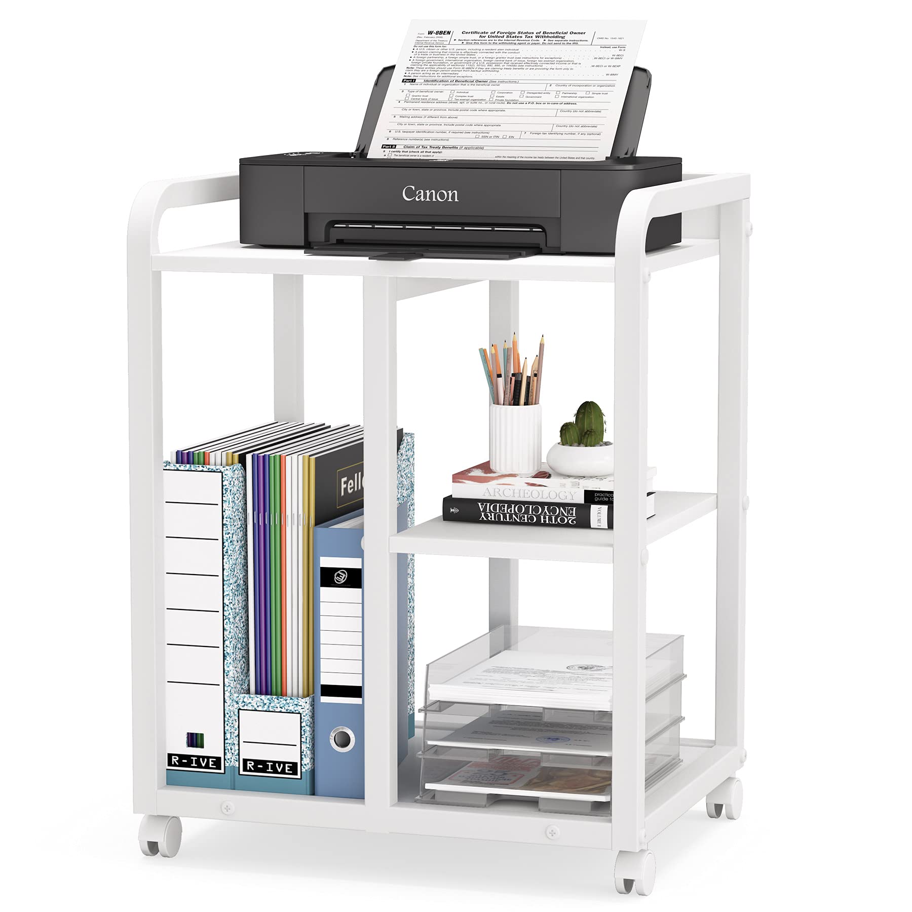 Buy Tribesigns Mobile Printer Stand with Storage Shelves, 3Shelf