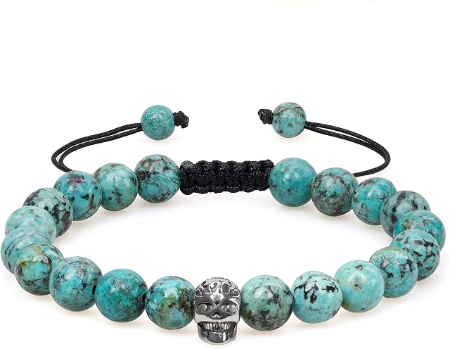 coai Semi Precious Gemstone Skull Bracelet for Men Women