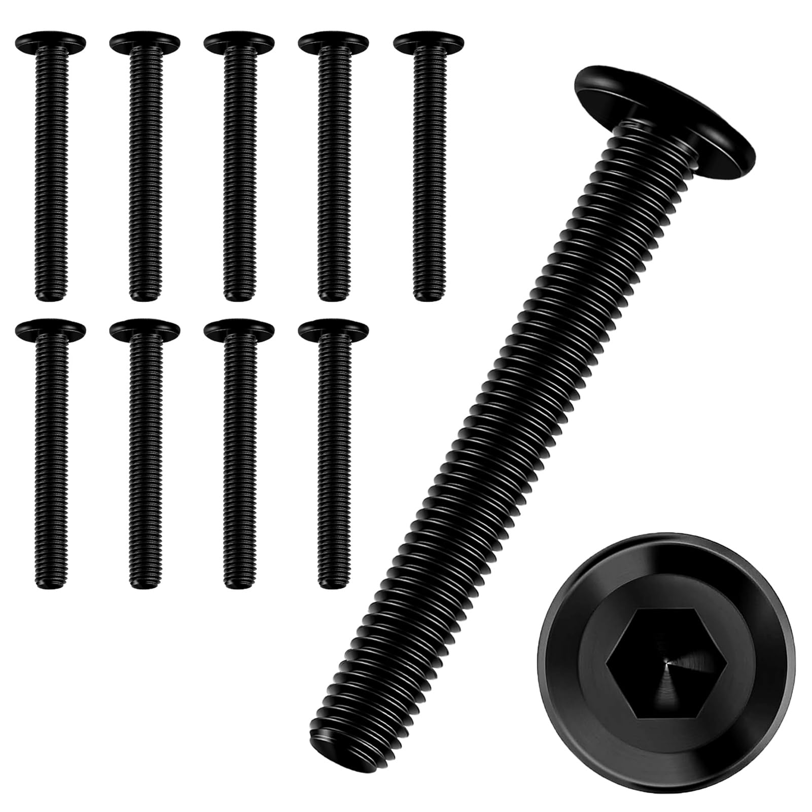 10 PCS Bolt M5×40,Stainless Steel Bolts,Flat Head Hex Socket Cap Screws Bolts,Allen Socket Bolts Screws,Furniture Screws,M5x40mm,Black(M5×40)
