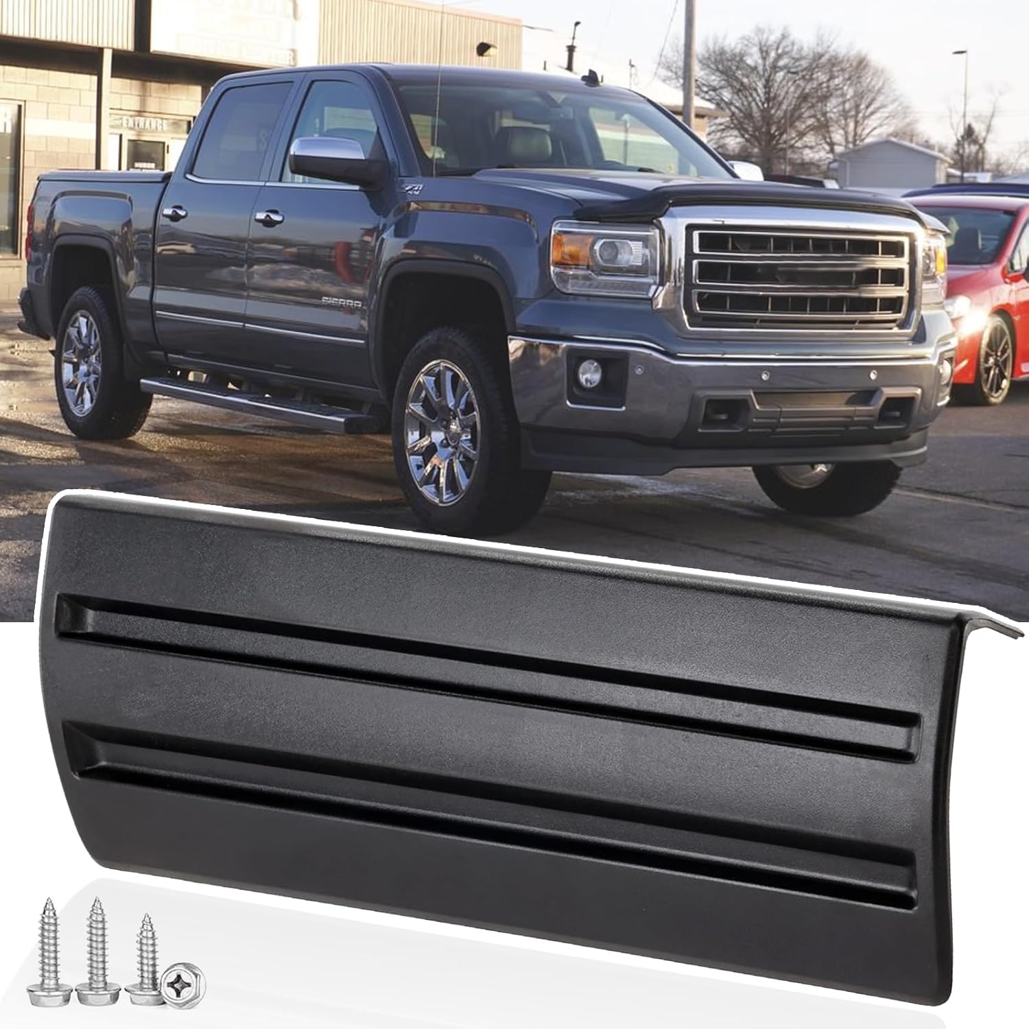 License Plate Bracket Front Bumper Components Center Cover Pkg for 2014 2015 GMC Sierra 1500 Front Bumper License Plate Holder Mounting Bracket Cover Replace# 22877653 GM1068149