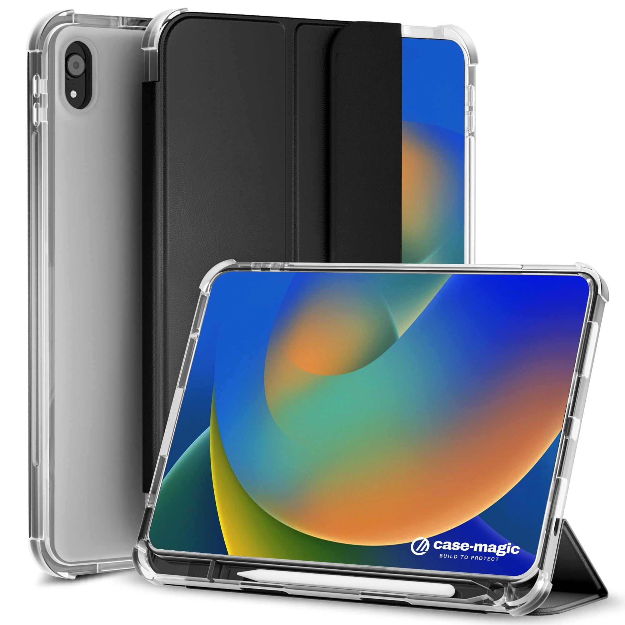 Case-Magic Smart Folio Case Cover for iPad 10.9 inch 10th Gen A14 Bionic (2022) with Auto Sleep/Wake Feature, Trifold Flip Stand, Pencil Holder| Slim PU Exterior, TPU Transparent Back (Black) (B0DFTL38TW) Amazon Price History, Amazon Price Tracker