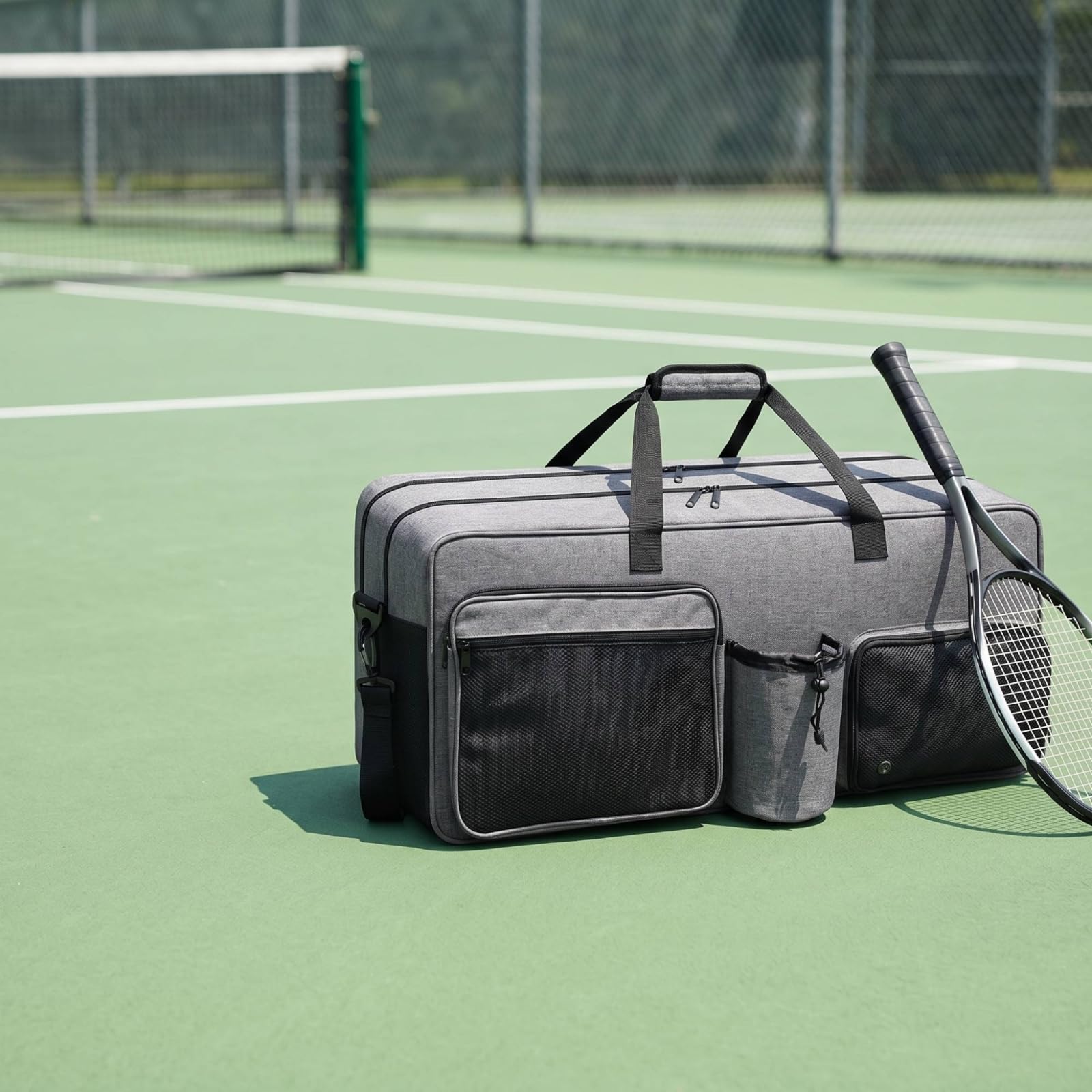 Baoblaze Carrier Borsa Racket Bag Borsone Sportivo Porta Racchette con Scomparto Scarpe Ventilato Cuciture Rinforzate Spallaccio Regolabile Fondo Impermeabile Adatta per Tornei Campo Palestra