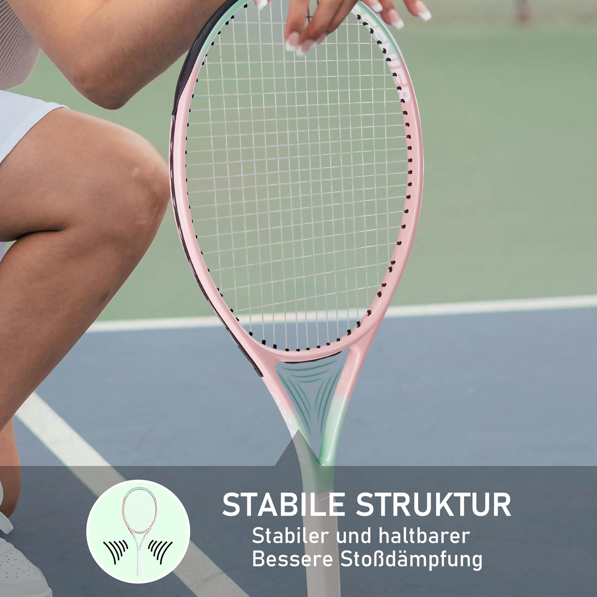 OGEENIER 27 Zoll 2 Player Tennisschläger Racket Set für Erwachsene Tennisschläger Damen Herren, für Anfänger mit 2 Griffband und 3 Bällen und 2 Tennis-Vibrationsdämpfer 1 Tennis Tasche