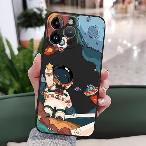 Miniatura 3 de Fundas para iPhone 15 Pro Max, para iPhone 15 Pro Max, funda de astronauta lateral con diseños de patrón creativo de silicona líquida a prueba de