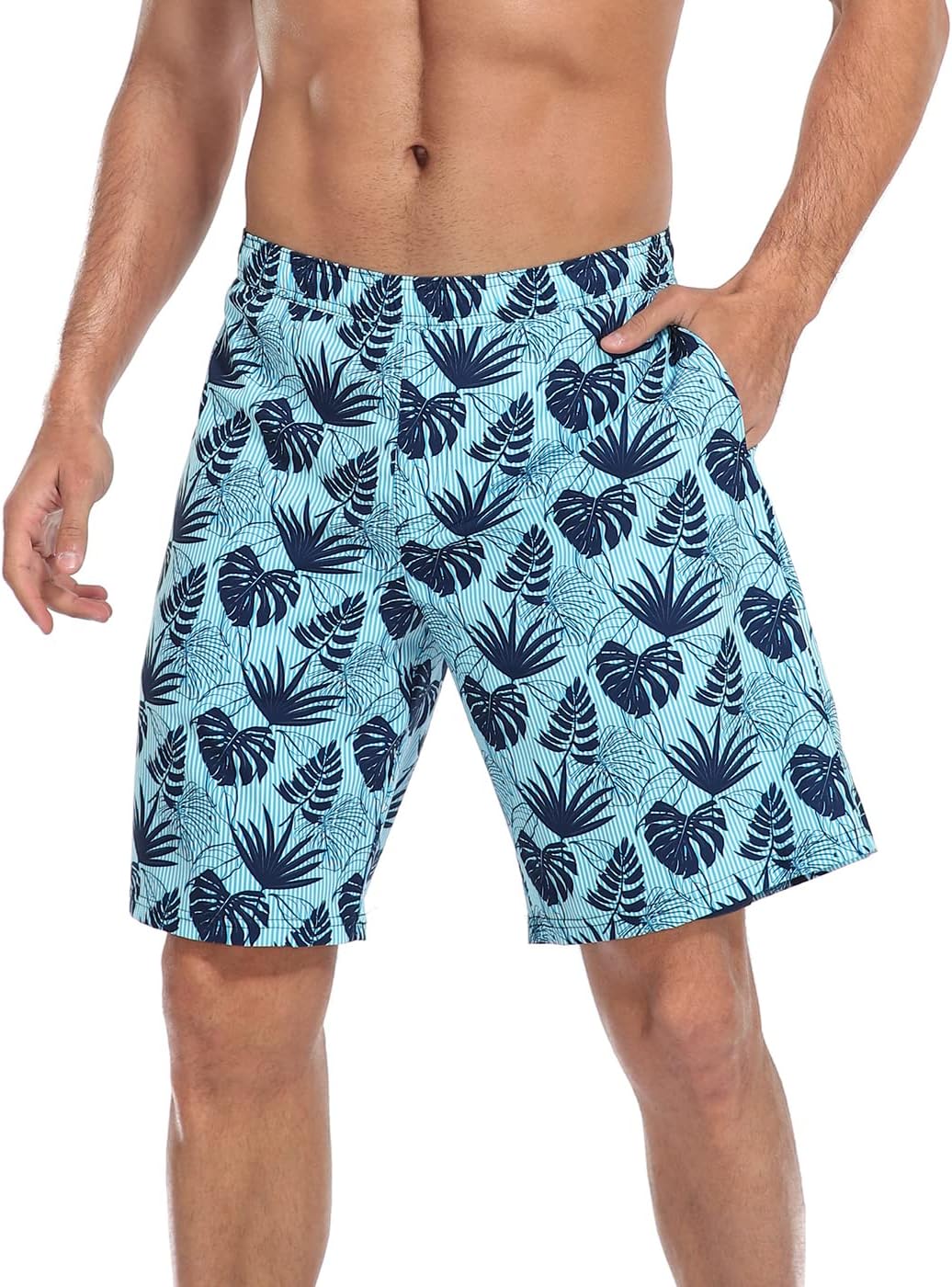 LRD Men's Swim Trunks with Compression Liner 9 Inch Inseam Quick Dry Board Short