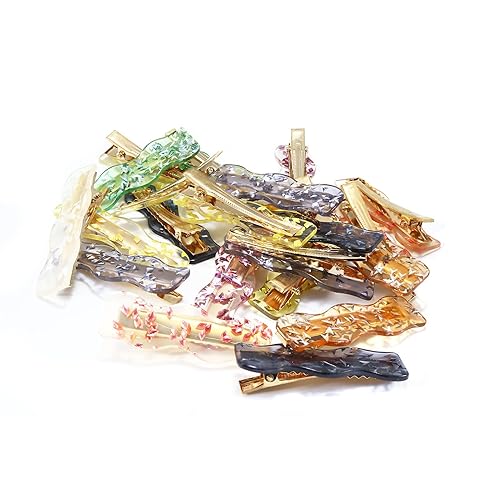 Miniatura 3 de 18 pinzas pequeñas de metal de 2 pulgadas para mujer, pasadores de cabello de resina acrílica de lentejuelas para niñas, cabello grueso y fino