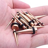 Vista 22 de BodyJ4You kit de 37 piezas de diferente calibre para dilatar perforaciones de oreja, aceite de jojoba, 14G-00G, acero quirúrgico Negro