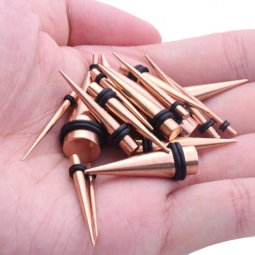 Miniatura 22 de BodyJ4You kit de 37 piezas de diferente calibre para dilatar perforaciones de oreja, aceite de jojoba, 14G-00G, acero quirúrgico Negro