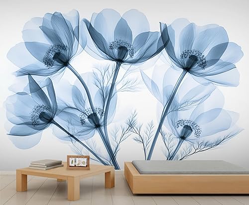 Miniatura 16 de Mural de pared floral retro, papel tapiz rústico floral de bar, flores abstractas 3D, impermeable, para cafetería, restaurante, sala de estar,