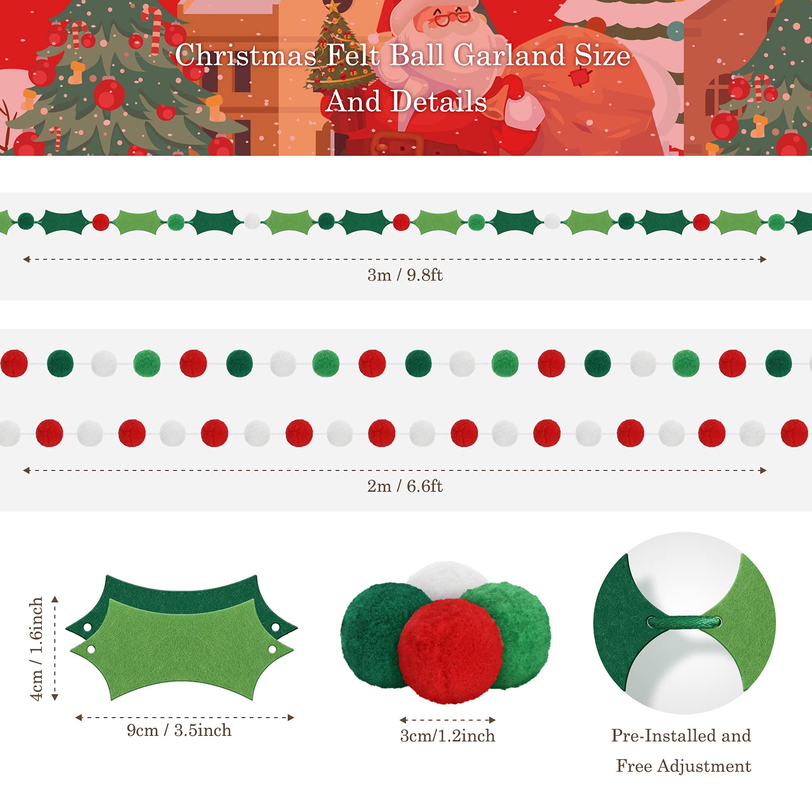 Banner de arpillera de Navidad de fieltro Pom Garland Banner Be Merry Bunting Banner Happy Holidays Banner Joy Bunting Banner para vacaciones de cumpleaños, decoración de aniversario
