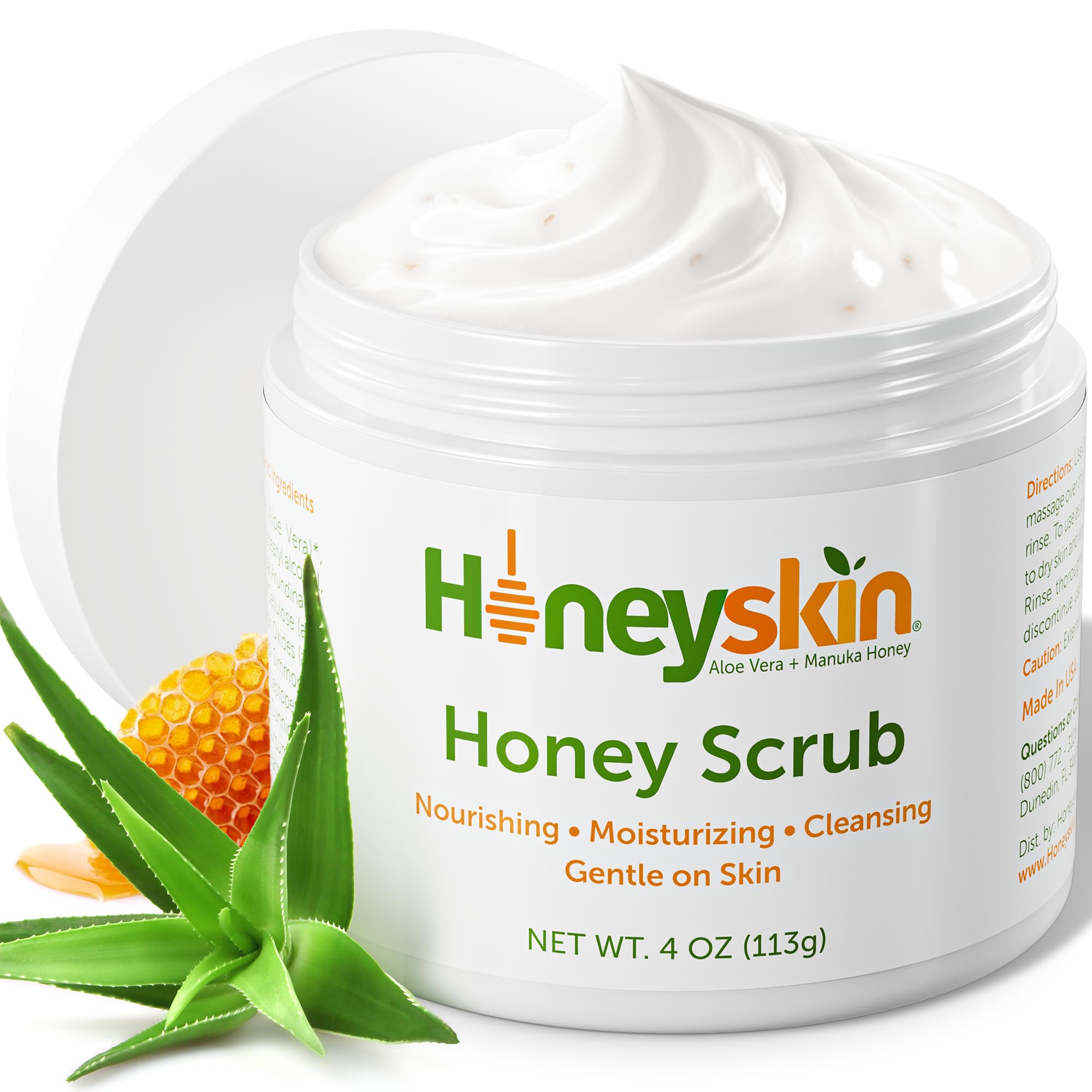 Gentle Skin Exfoliator for Body and Face with Manuka Honey - Face and Body Scrubs for Women, and Black Head Removal - Exfoliates Dead Skin Cells and Brightening Body Scrub (4oz)