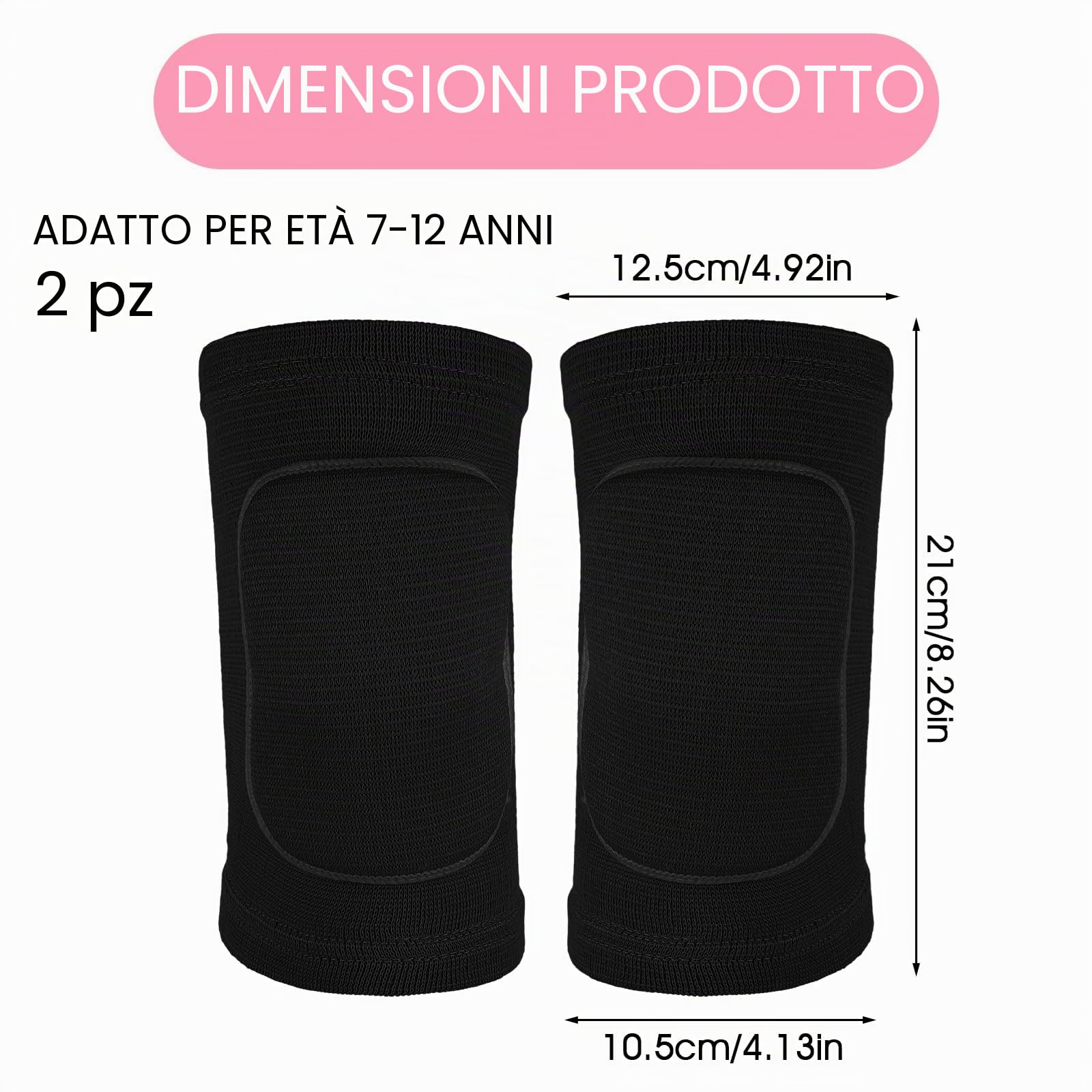 Ginocchiere per bambini, ginocchiere per danza per bambini, spugna addensata per ginocchiere da pallavolo, ginocchiera sportiva antiscivolo per giovani ragazze, ginocchiere elastiche e morbide per