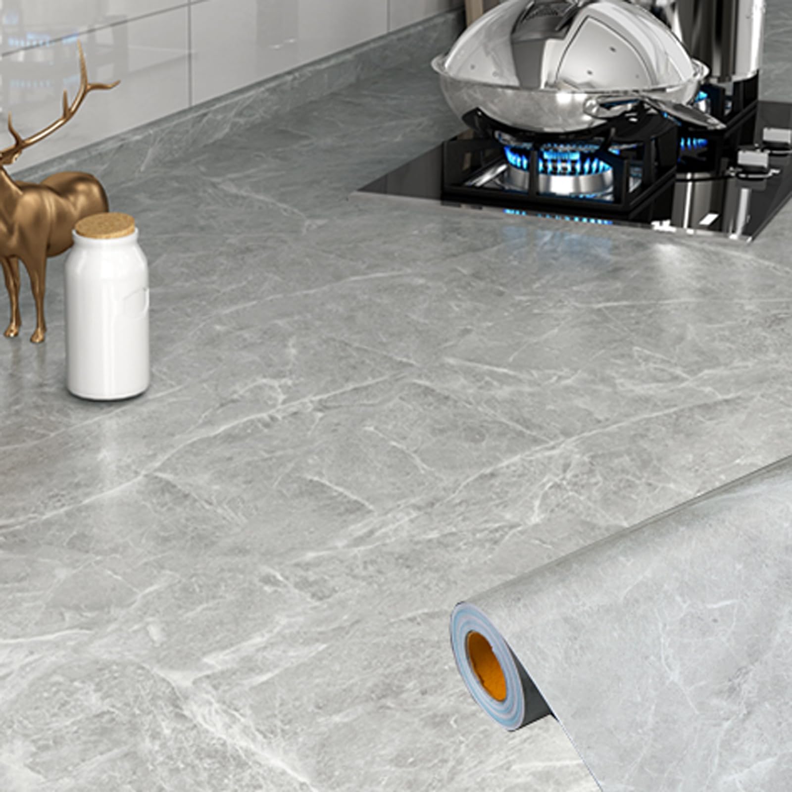 Foelanne Style A Back Self Adhesive Wallpaper, Marble Contact Paper Pet Self-Adhesive Heat For Kitchen Multicolor 60Cmx5-30M(,60Cm*5M)
