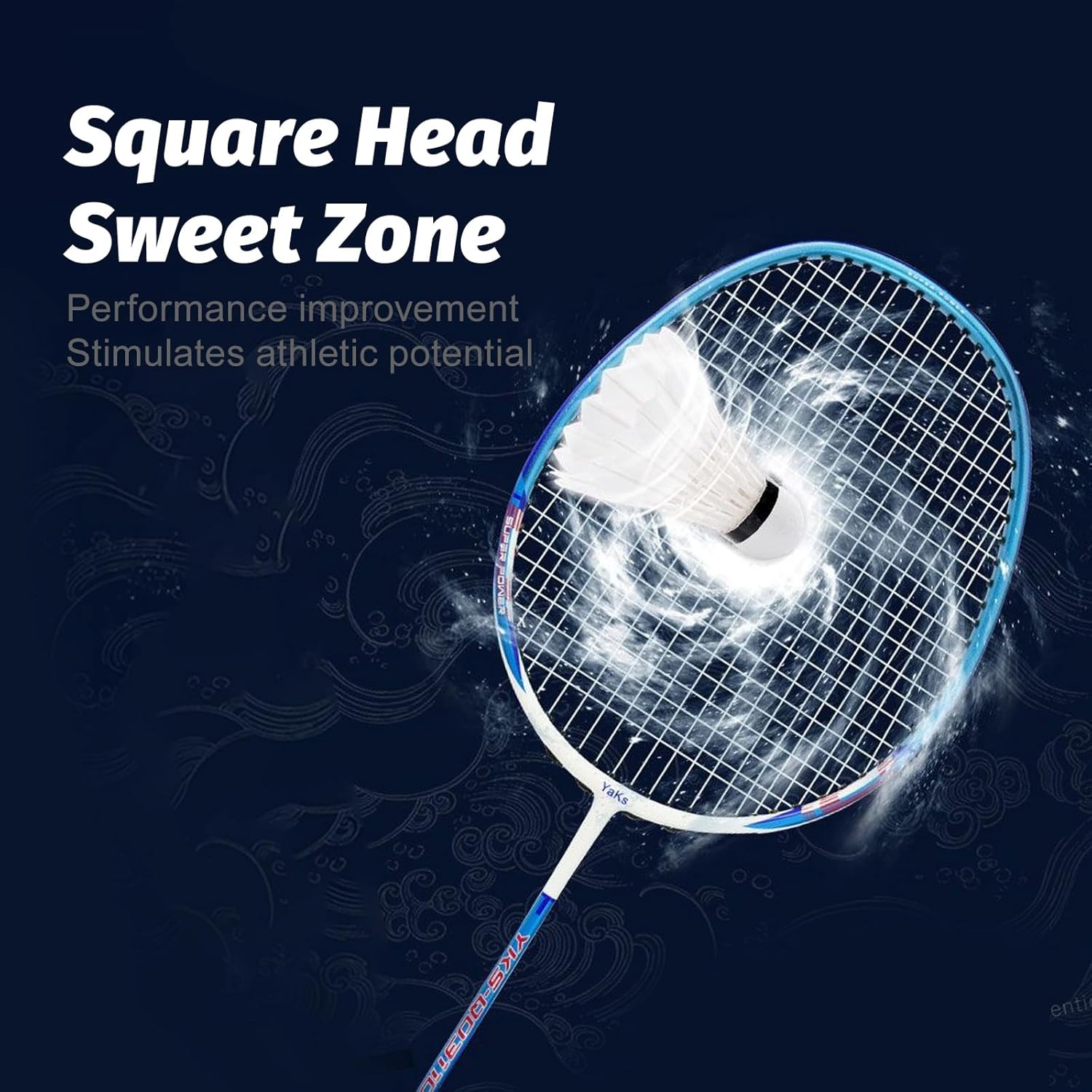 YAKS 2PCS 3U Ful Carbon Professional Uitra Light High Elastic Adult Student Training Badminton Racket Set Durable Type Blue-White