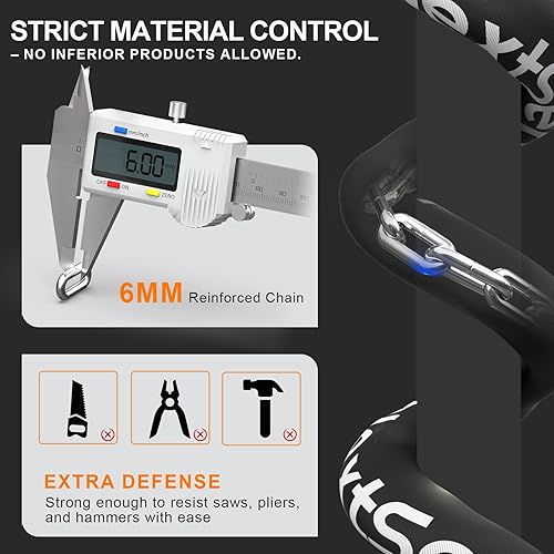 Miniatura 4 de Candado eléctrico para scooter, cerradura de scooter de alta seguridad, bloqueo sin llave, cerradura de cadena antirrobo de 35.5 pulgadas con llave,