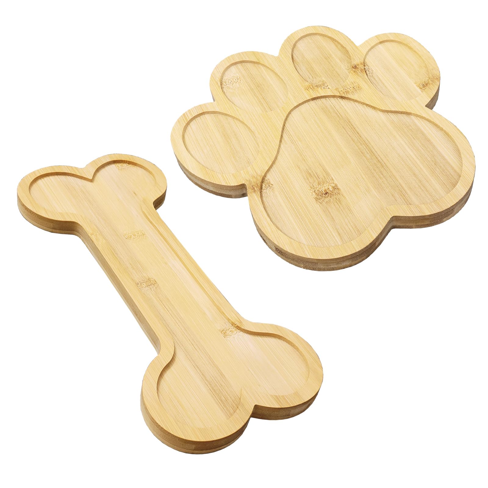 Lot de 2 grands plateaux de service en bambou pour charcuterie - Fournitures de fête - En bois naturel - Cadeaux - Pour décoration de la maison