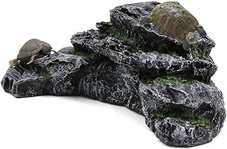 Hamiledyi Turtle Basking Platform Tortoise Climbing Ramp Shale Step Ledge Reptiles Dock Resting Terrace Aquarium Rock Ornament Decoration for Turtles Frogs Newts Salamanders