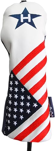 USA #3 Hybrid Patriot Golf Head Cover Edición Limitada Vintage Retro Patriótico Rojo Blanco Azul Bandera Americana Cubierta