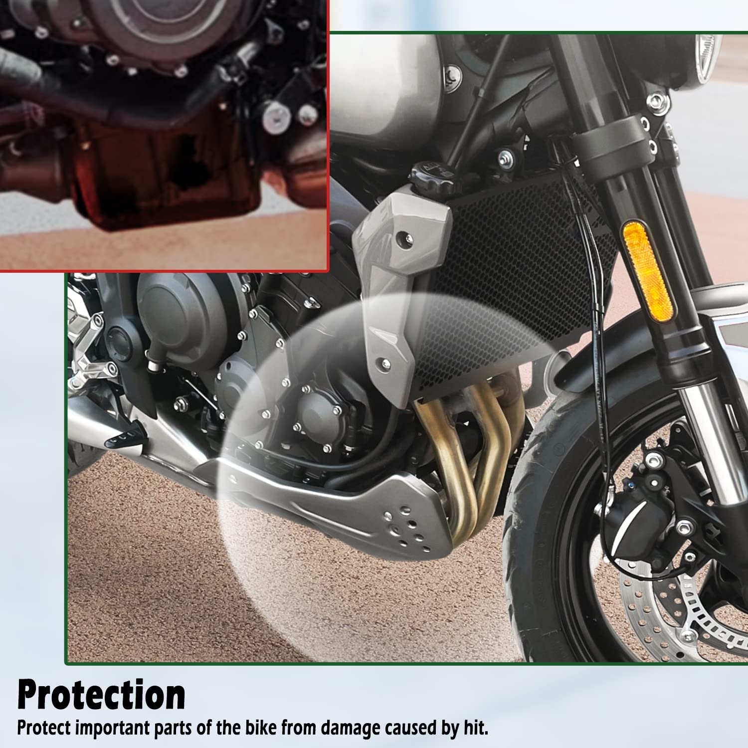 Protezione carenatura carenatura spoiler motore inferiore in alluminio per motocicletta compatibile con Trident 660 2021 2022 2023 Kit telaio carrozzeria copertura pancia (Nero)