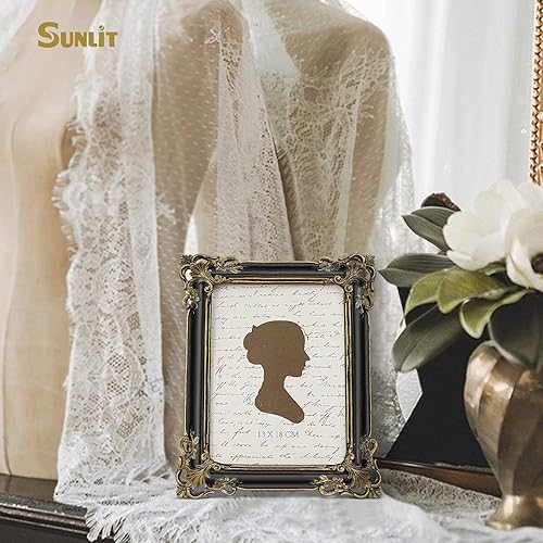Miniatura 8 de Sunlit Marco de fotos vintage de 5 x 7 pulgadas, marcos de fotos antiguos de lujo con parte frontal de cristal, pantalla de fotos, colgar en la