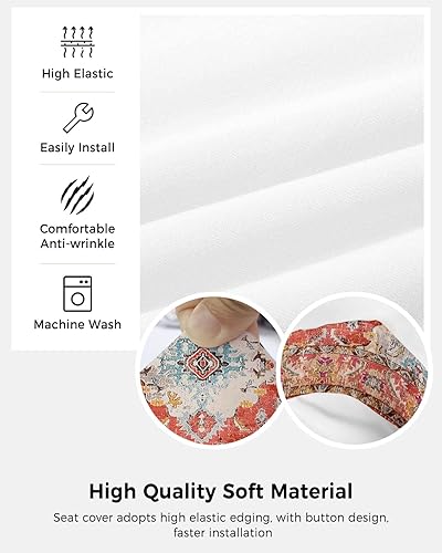 Miniatura 5 de Juego de 2 fundas para sillas de oficina y computadora, diseño abstracto rojo, estilo bohemio, elástico, para escritorio, giratorio, fundas para