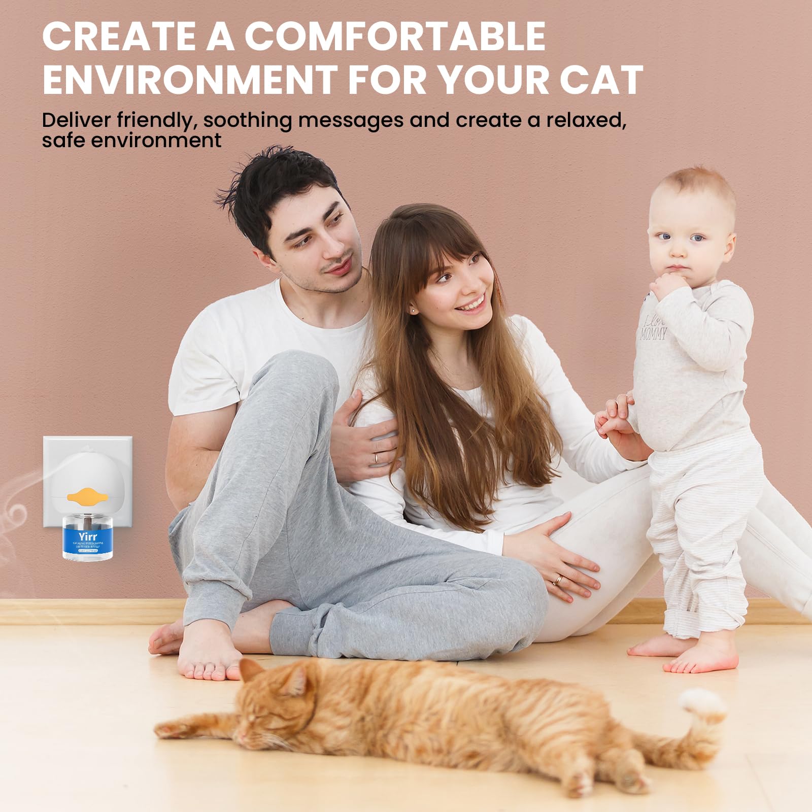 120 Tage Pheromone Katzen Beruhigung Steckdose Entspannende Naturpheromone Lindern Stress Ängste bei Katzen Reduzieren Kratzverhalten Set mit 2 Steckdosen-Diffusoren 4 Nachfüllflaschen (je 48 ml)
