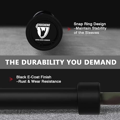 Miniatura 2 de HUISHENG 7ft Olympic Barbell Bar for Weightlifting, 2 Inch 45 lb Barbell for Squats, Deadlifts, Presses, Rows, Curls, Weight Bars for