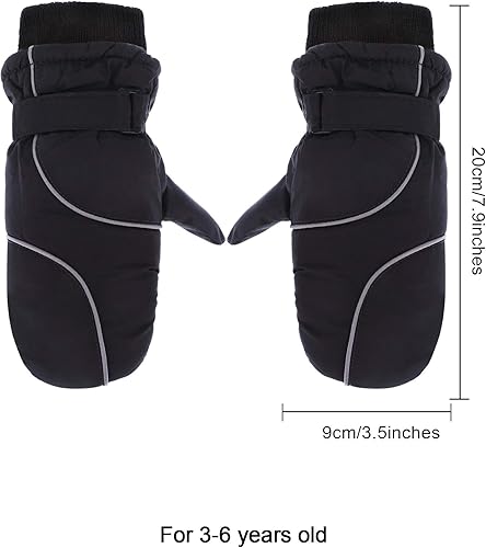Miniatura 3 de Boao Snow Mittens Winter Ski Mittens Waterproof Warm Cotton-Lined Gloves for Kids
