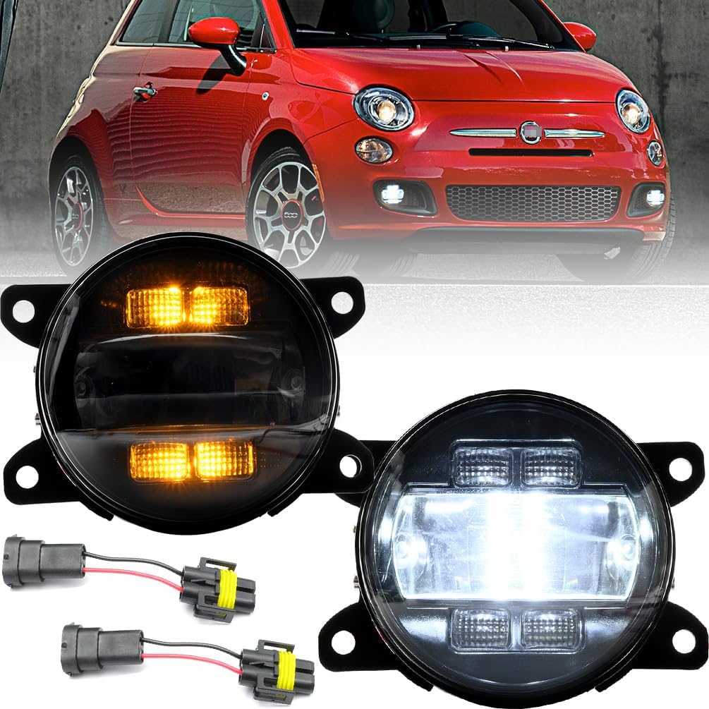 NJSBYL LED Fog DRL Daytime Running Lights for 2012UP Fiat
