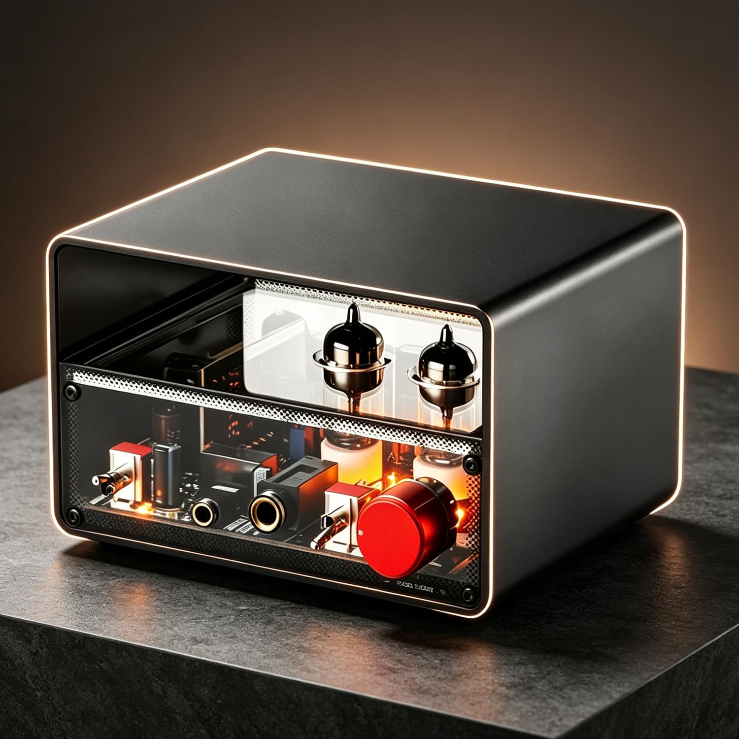 Amplificateur Casque à Double Tube, Préamplificateur De Classe A De 1 500 MW, avec Prise Casque 4,4 Mm/6,35 Mm, Réglage du Gain, pour Audiophiles Et Chaînes Hi-FI De Bureau