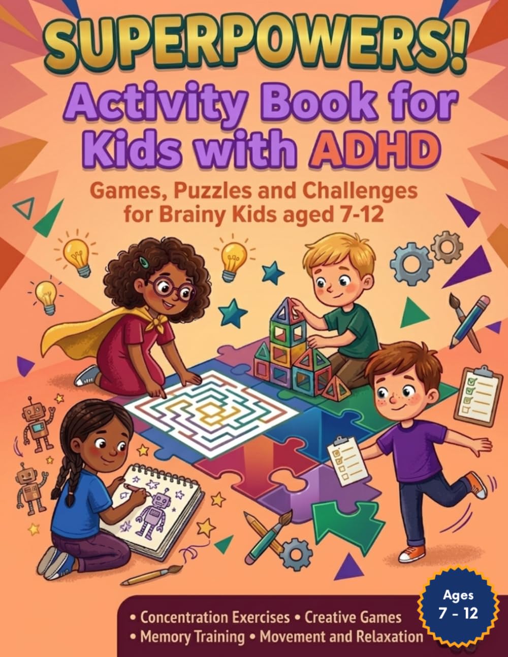 SUPERPOWERS! Activiti Book For Kids With ADHD: ADHD Word Search For Kids | ADHD Focus Words | ADHD Workbook
