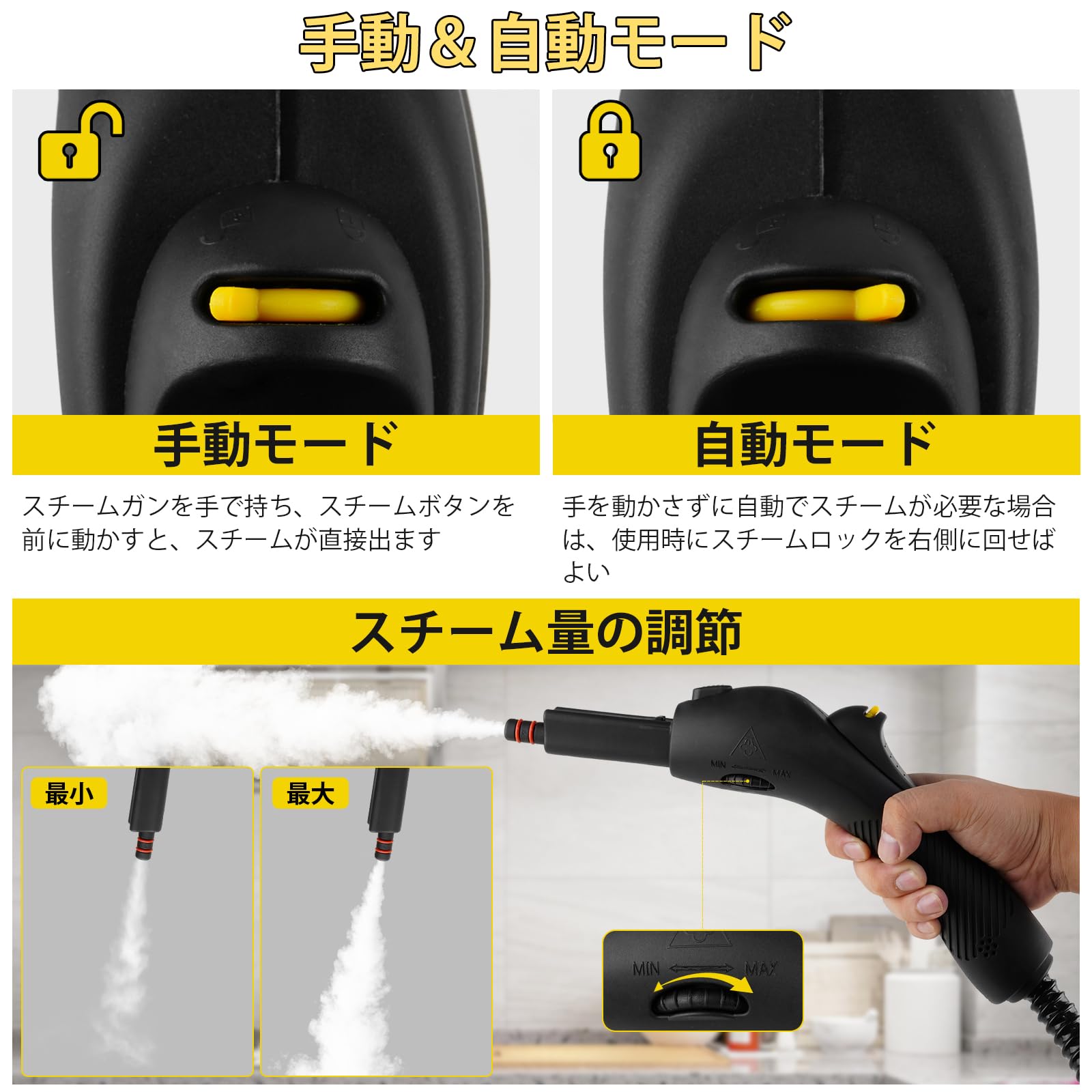 UNITEKNO スチーム洗浄機 703 取扱説明書付き Amazon | スチームクリーナー 多機能スチームモップ 高温 高圧 蒸気