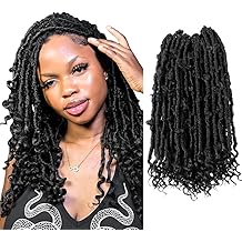 Crochet Butterfly Locs with Curly Ends 14 Inch, Boho Distressed Butterfly Locs Crochet Hair, Black Bohemian Goddess Faux Butterfly Braids with Curly Ends (6 Packs, 1B)