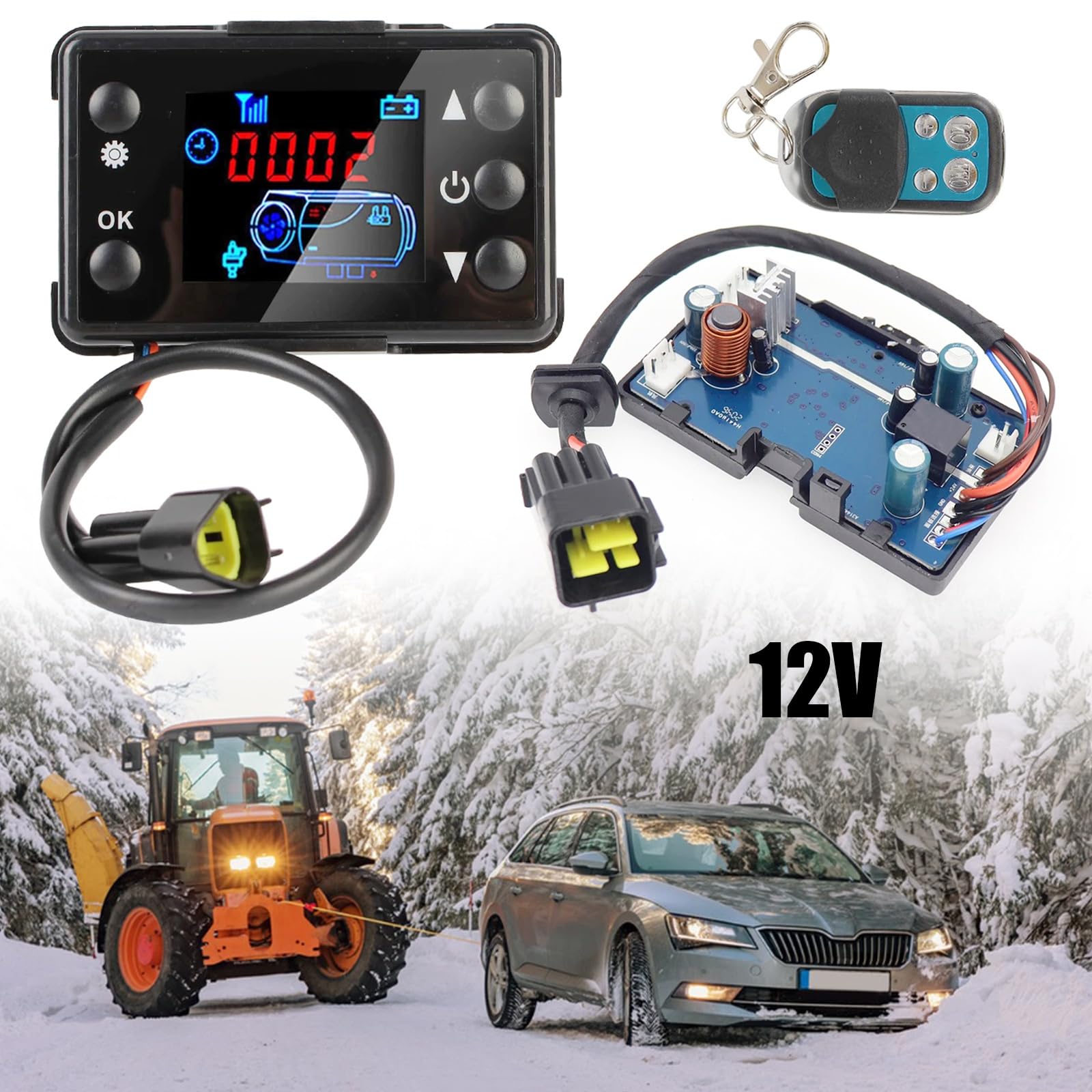 Auto Luft Diesel Heizung Steuerplatine, Auto Heizung Steuerplatine, Auto Heizung Steuerung Motherboard mit LCD Schalter Fernbedienung Passend für 12V 3KW/5KW Diesel Luftheizung