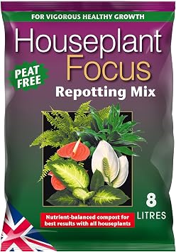 Houseplant Focus Repotting Mix Peat Free 8L, brown