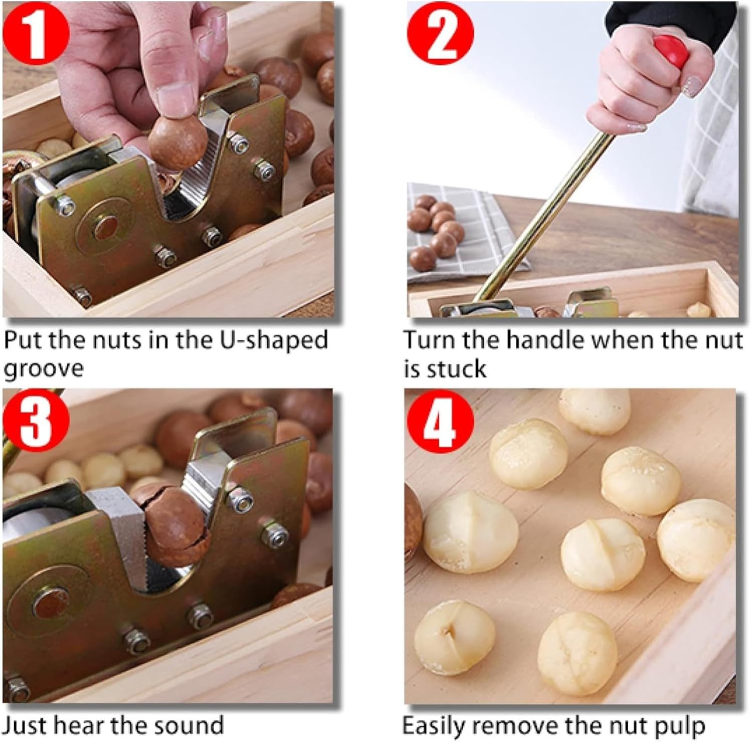Manual Nut Crackers Opener Tool with NutCrackers Chestnut Opener Heavy Duty Adjustable Nutcracker Tongs Walnut Cracker Plier Opener for Macadamia Walnuts Chestnuts Pecans Hazelnuts Almonds