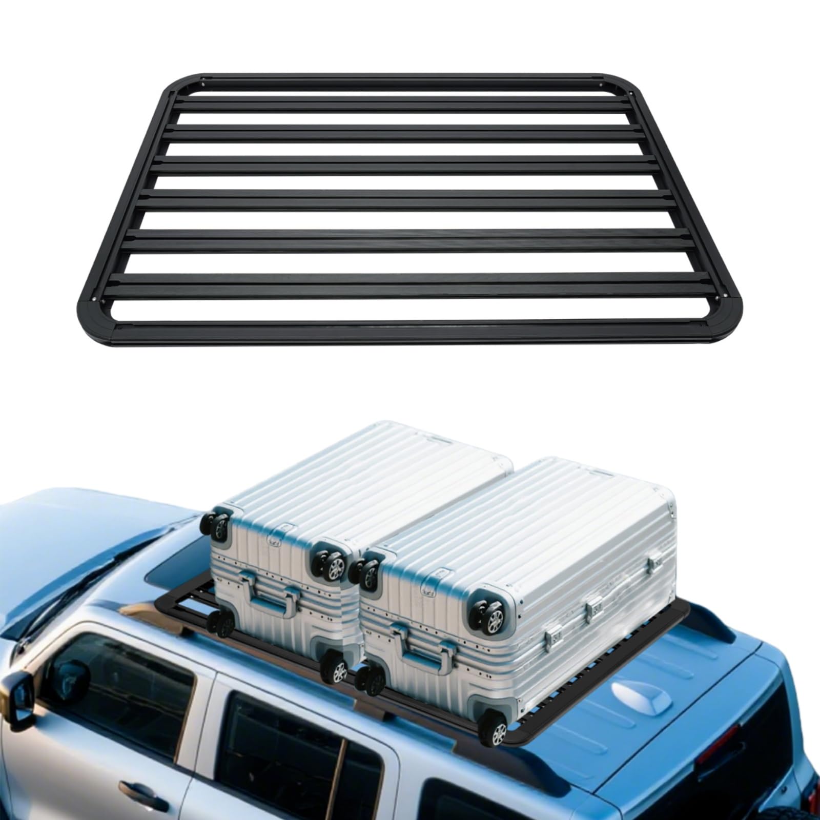 63" x 43" Car Top Luggage Rack Universal Roof Rack 330LBS Capacity Roof Rack Cargo Carrier Aluminum Alloy Luggage Racks Rooftop for Most SUVs with Built-in Luggage Racks Black | US Stock