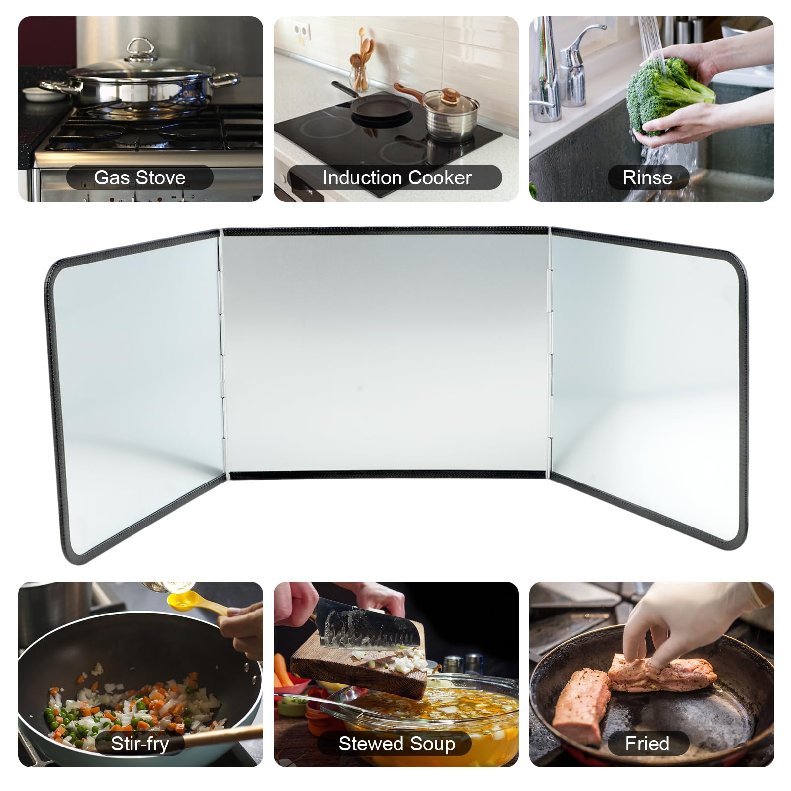 Plaque Anti Projection Cuisine - Protection Efficace Contre Les éclaboussures - Anti éclaboussure Cuisine avec revêtement INOX, Facile à Nettoyer pour Plaque INOX Cuisine