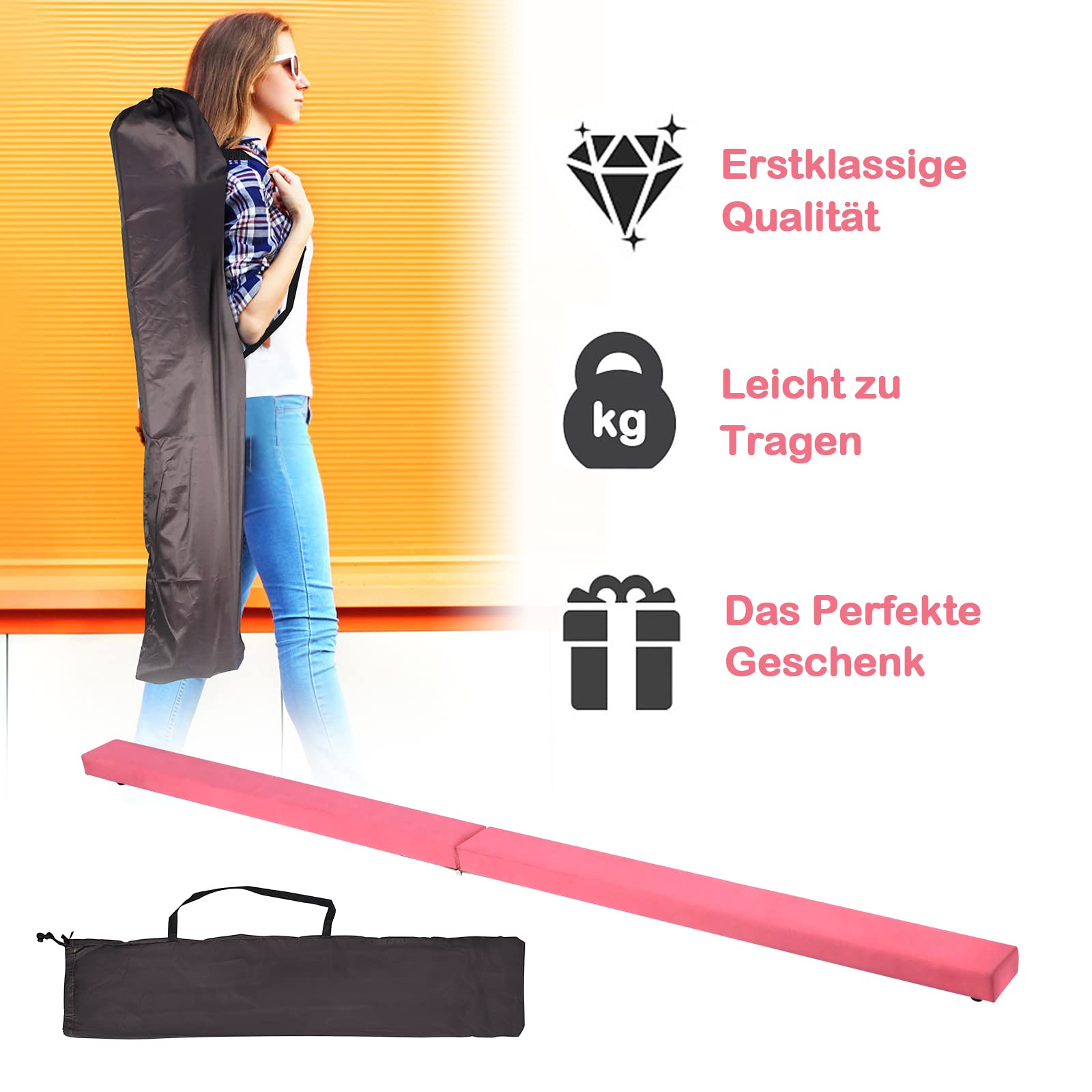 Poutre D'Équilibre Pliable De 210 Cm Barre De Gymnastique Au Sol Portable En Mousse Avec Housse En Daim Amovible Et Fond Antiderapant Rose Bleu Violet Poutre D'Équilibre Pliable De 210 Cm Barre De Gymnastique Au Sol Portable En Mousse Avec Housse En Daim Amovible Et Fond Antiderapant Rose Bleu Violet