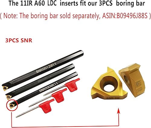 Miniatura 12 de SNR0008K11 SNR0010K11 SNR0012M11 SNR0012M11 Soporte de herramientas de torneado de carburo indexable con 3 piezas de insertos de taladro de torneado