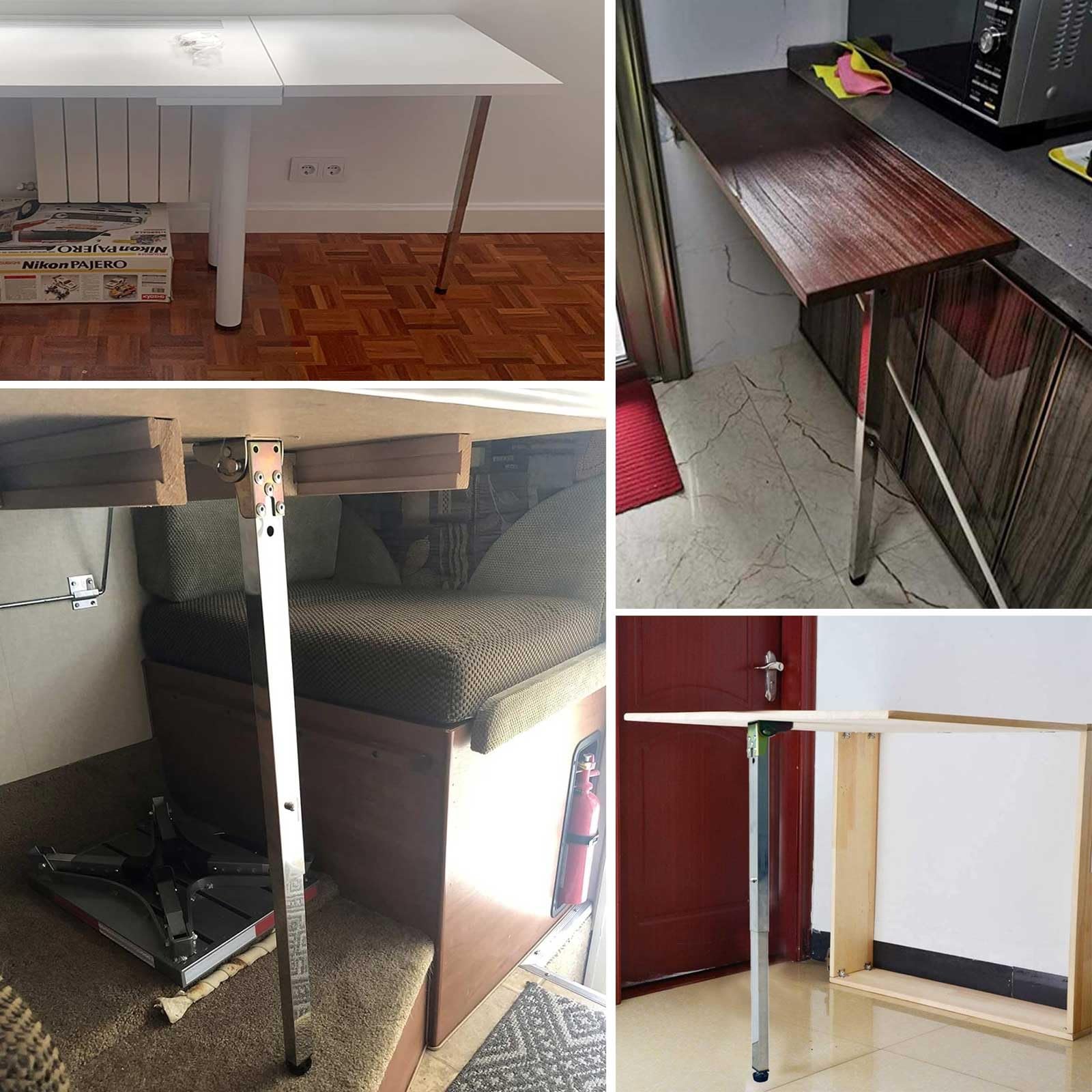 Patas de mesa de metal ajustables - Patas de acero inoxidable para muebles, plegables y regulables en altura (12-59 cm), ideales para escritorios y bares, diseño push-pull (91 cm = 36 pulgadas)