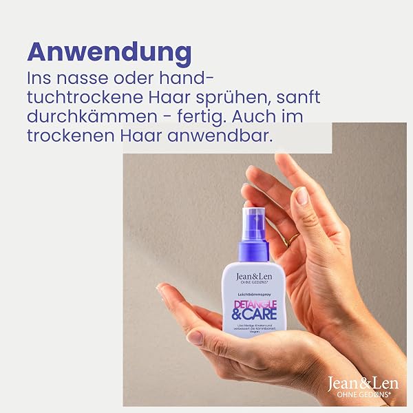 Jean & Len Leichtkämmspray Detangle & Care, für jeden Haartyp geeignet, entwirrt das Haar & verbessert die Kämmbarkeit, fruchtiger Duft, Detangling, ohne Silikone & Parabene, vegan, 100 ml - 5