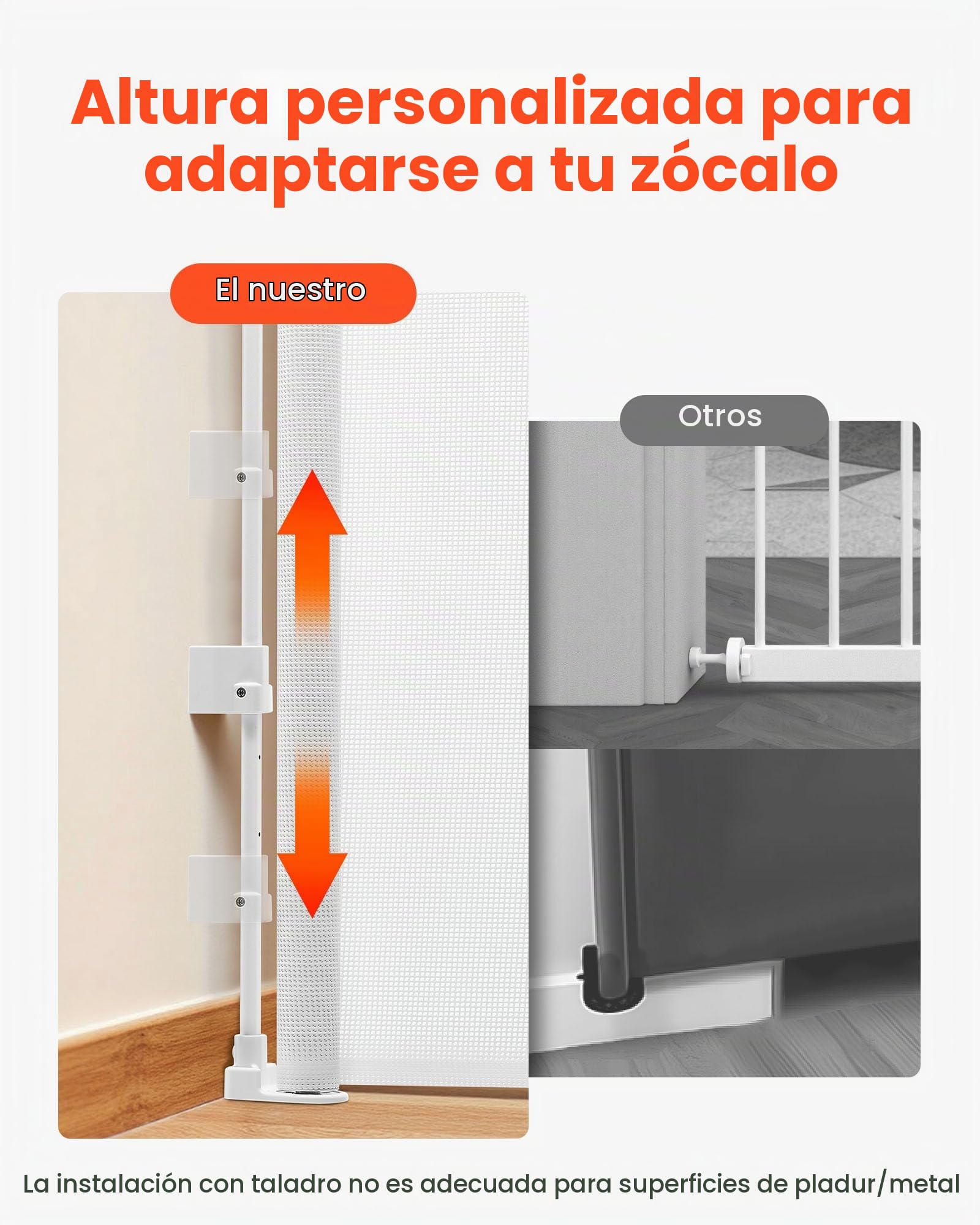 VEVOR Puerta Retráctil 1045x1550 mm, Barrera de Seguridad para Perros con Cierre, Puerta de Malla Permite el Paso sin Tropiezos, para Escaleras Interiores, Puertas, Pasillos, Salas de Juegos, Blanco