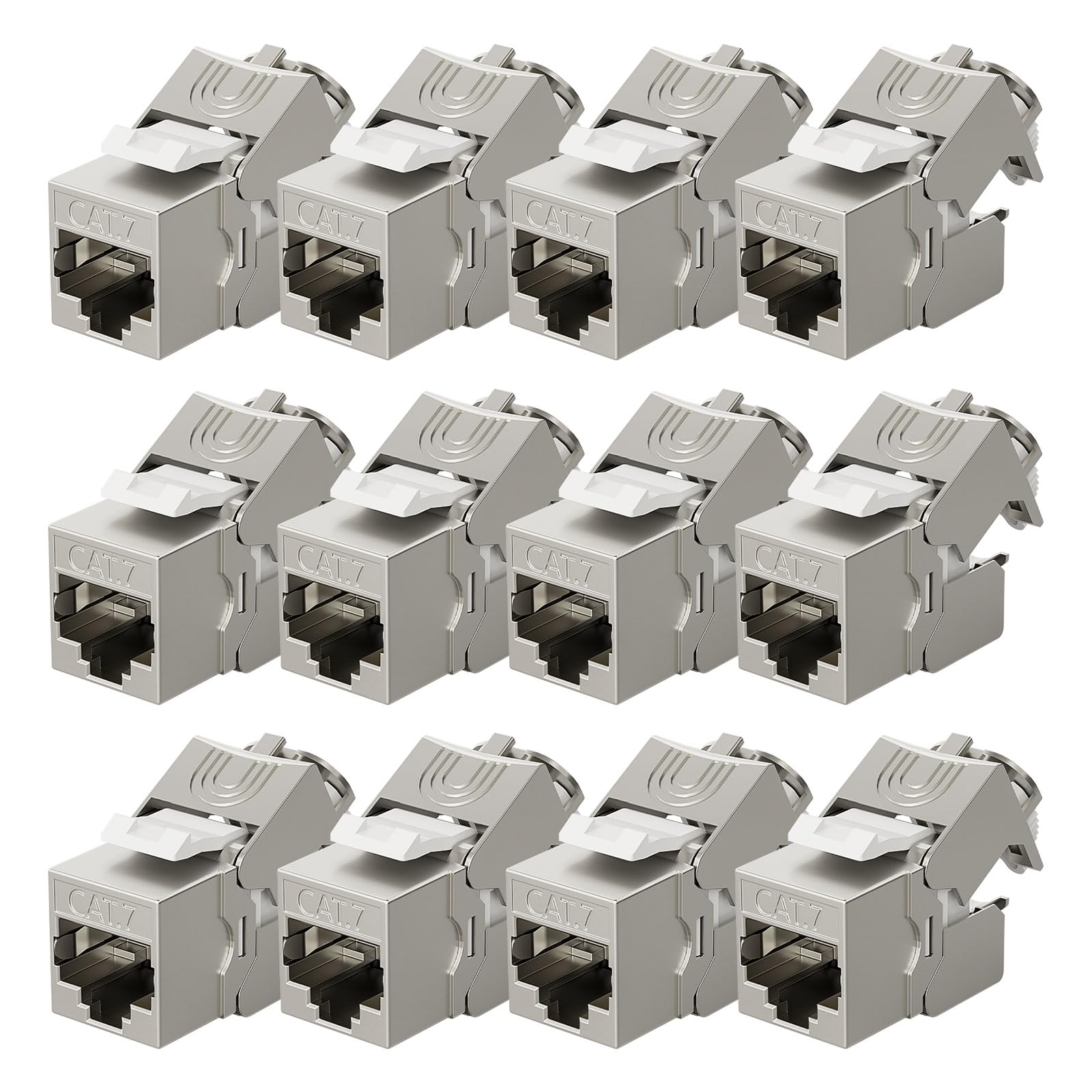 iwillink CAT 7 Keystone RJ45 Modul Geschirmt mit Verschluss, 12 Stück | RJ45 Buchse Werkzeuglos, Keystone Jack, Für Patchpanel und Netzwerkdose Aufputz, Für Ethernet Kabel Verlängerung