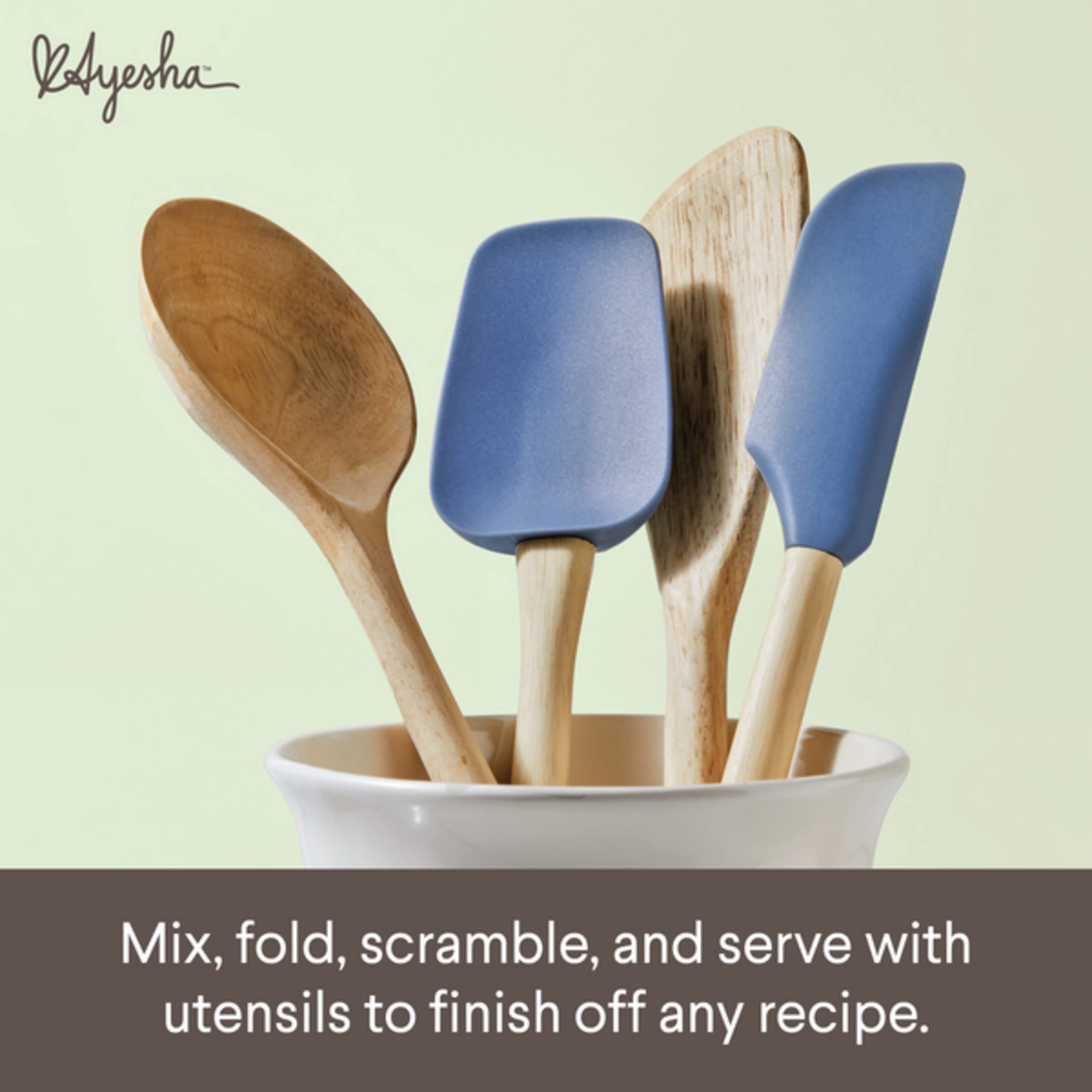 Ayesha Curry Tools and Gadgets Koch-/Küchenhelfer-Set, inkl. massivem Löffel, Sautepaddel, Löffel, Glasspatel, 4-teilig, Anker