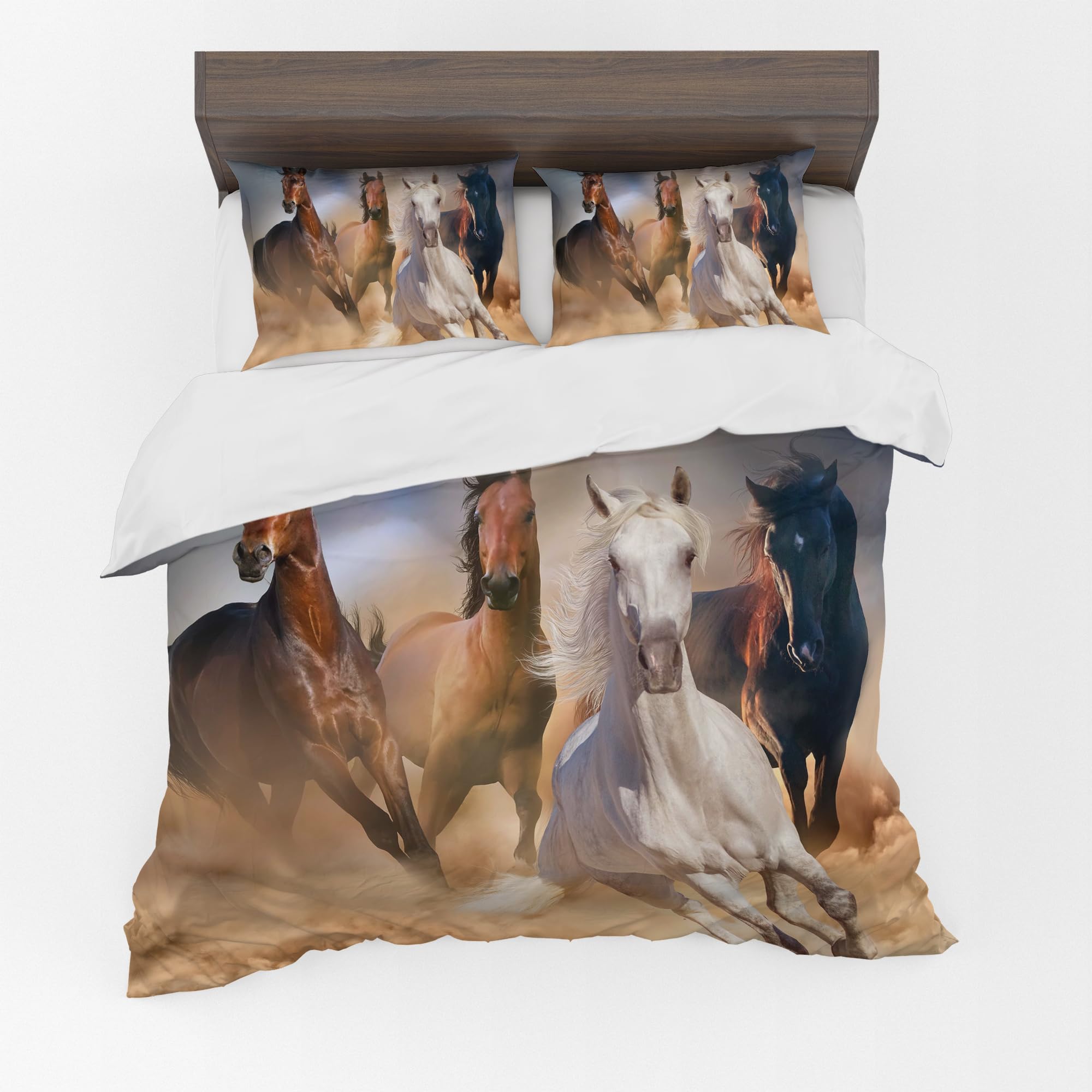 Adam Home 3D Duvet Cover Set With Pillowcases Home Bedroom Décor Digital Printed Microfiber Single Bedding Set Made in UK|Horse Racing