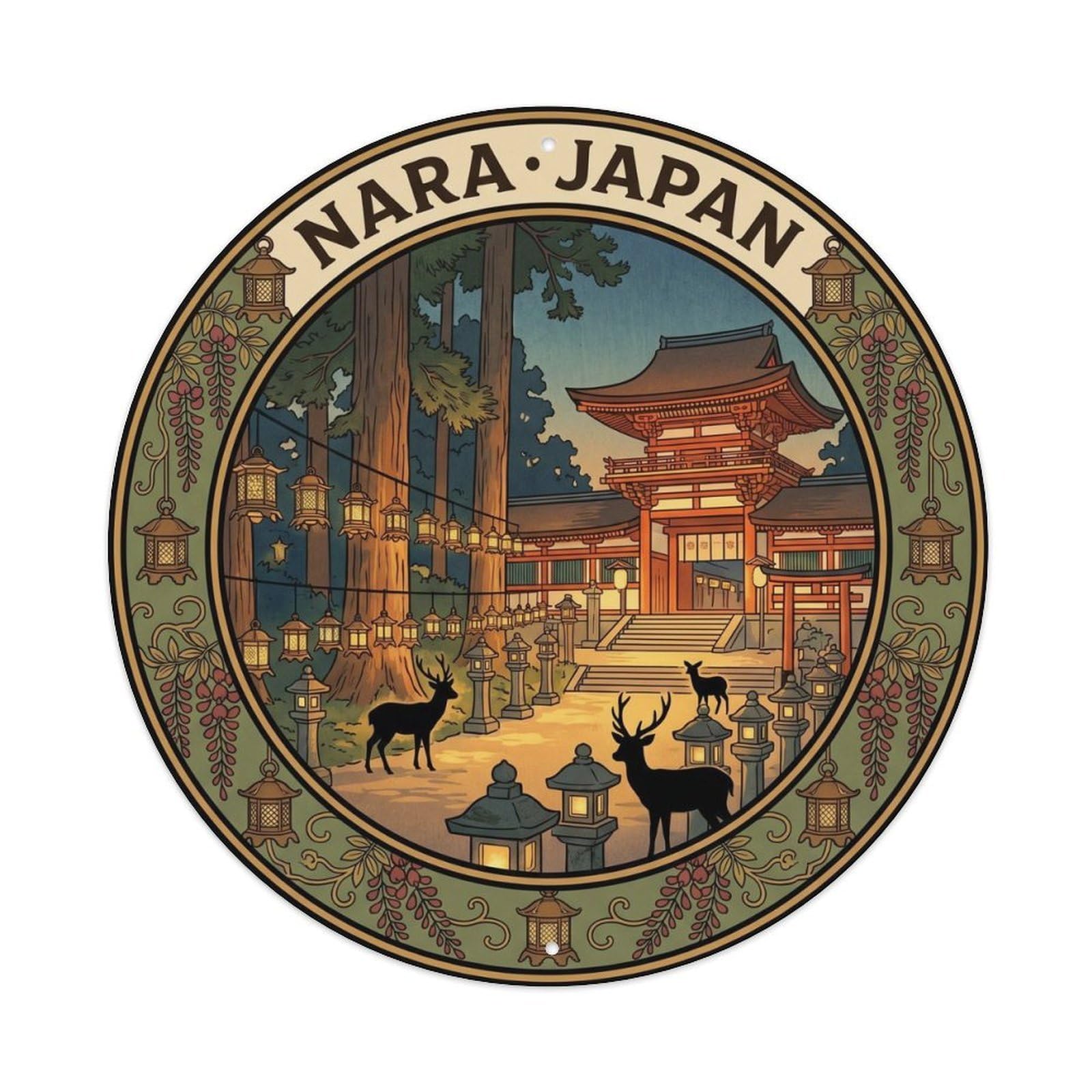 Kasuga Grand Shrine Lantern Moss Temple Travel Heritage Metal Tin Sign