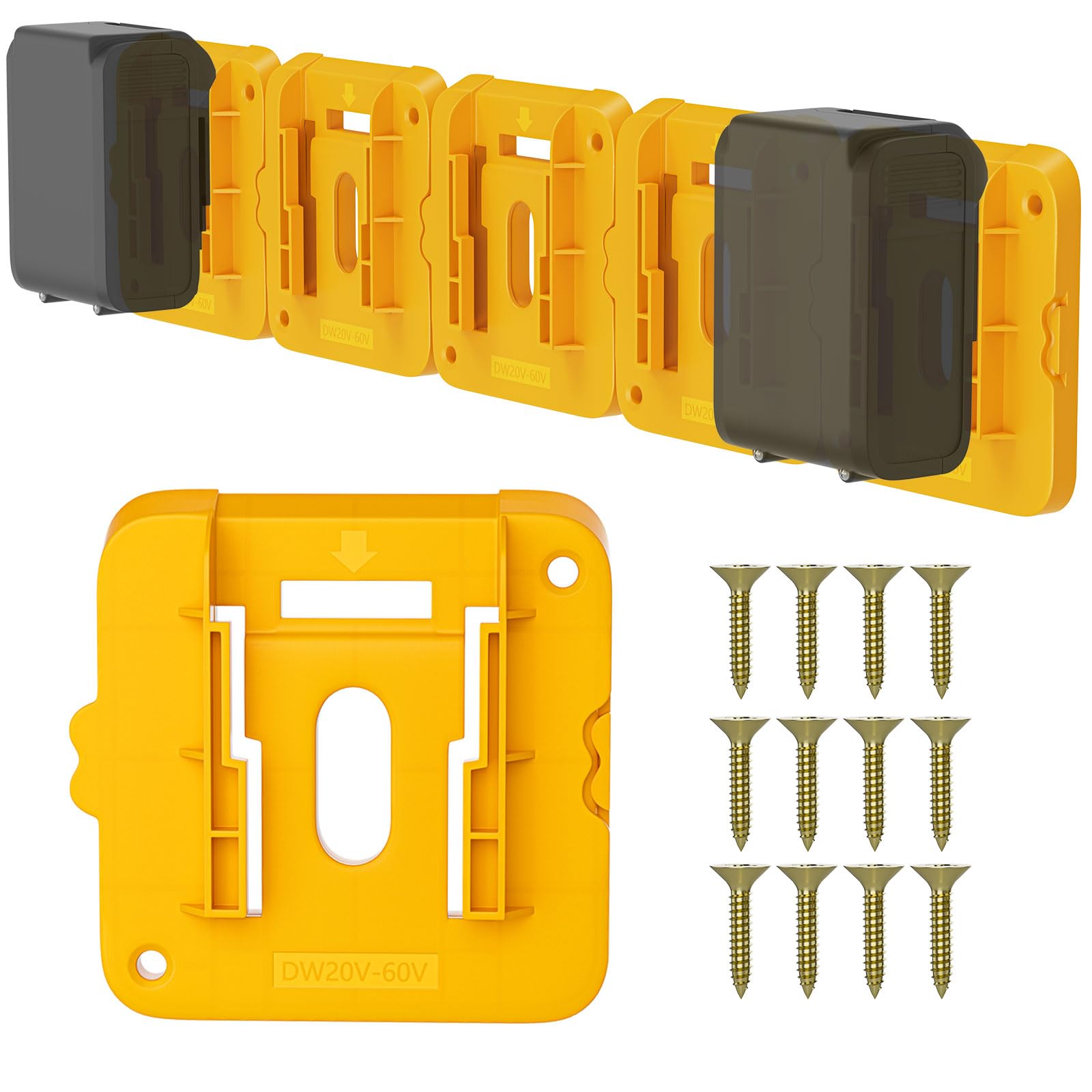 6 Pack Battery Mount Holder Compatible for Dewalt 20V 60V Battery Holder Fit for DCB200 DCB203 DCB206 Batteries Wall, Work Van, Shelf, Toolbox