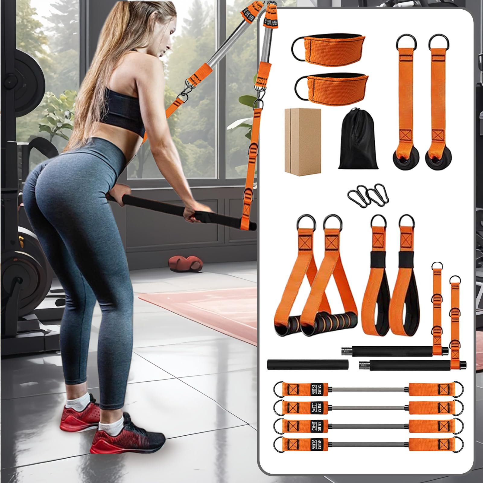 Pilates-Bar-Set, Ganzkörper-Trainingsgerät, Kniebeugen, Workout-Ausrüstung für Zuhause, Fitnessstudio, Profis, Athleten, Männer, Frauen, Spieler, Athleten, Schultern, Beine
